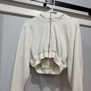 Alo cropped cream zip hoodie